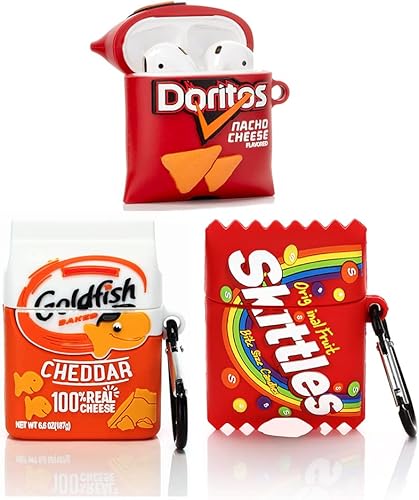 Paquete de 3 fundas para Airpods 1 y Airpods 2, funda protectora de silicona de dibujos animados de BGAANM con bonito diseño de piel divertida, con