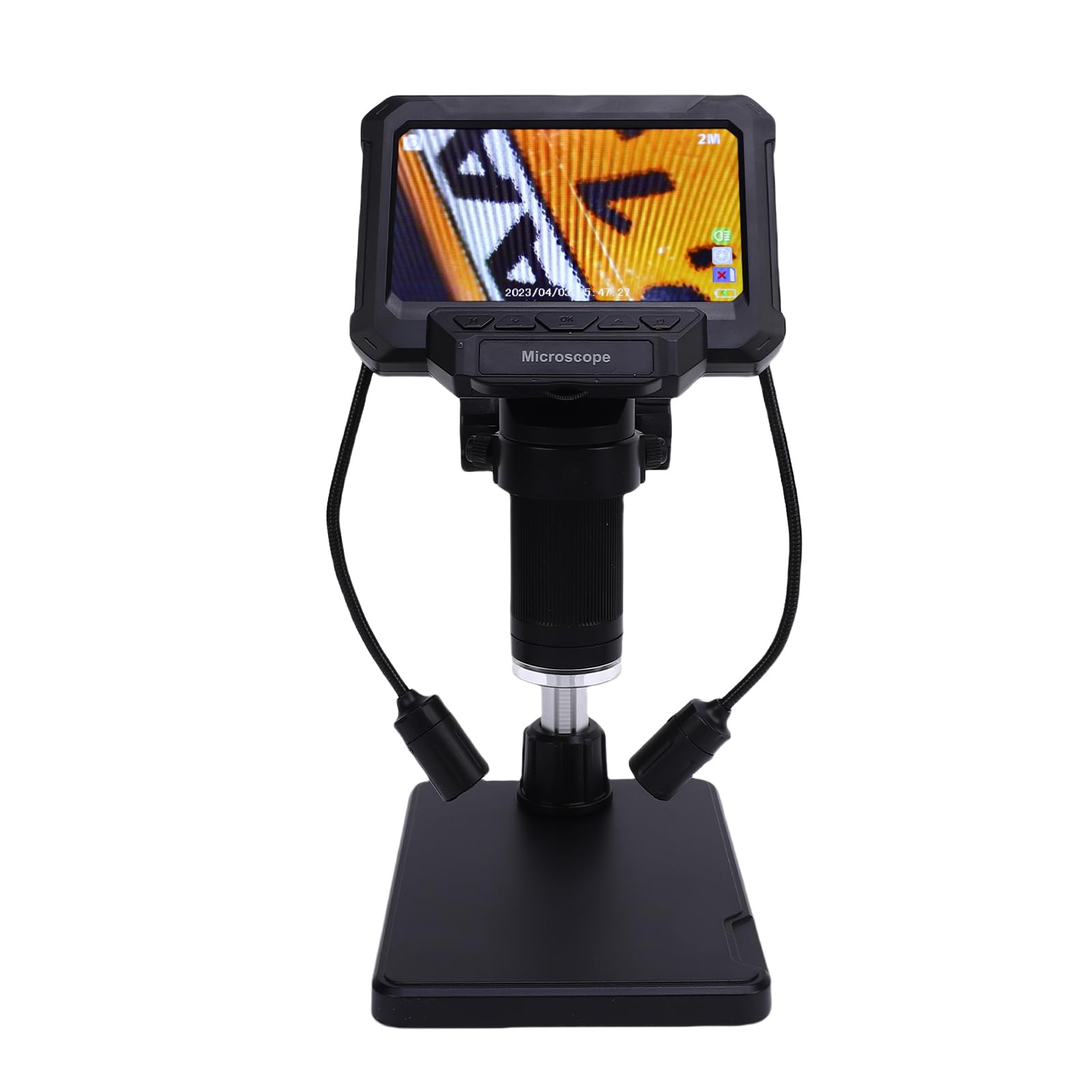 Hyuduo 4,3-Zoll-Digitalmikroskop LCD-Münzmikroskop 1000X 1080P mit 10MP-Kamera 32GB TF-Karte 8 LED Plus 2 Seitenlichter für Münzen Schmuck Löten PCB Erwachsene