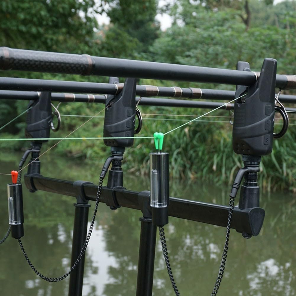 Indicatori LED per pesca alla carpa con catena in metallo morbido e tubi fluorescenti per pesca notturna, set verde blu rosso giallo