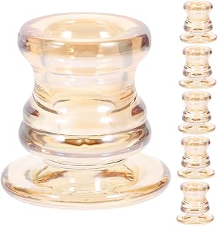 Cabilock Romantic Dinner Decor 6pcs Glass Tealight Candle Holders European Style Candlestick Set for Living Room Decor