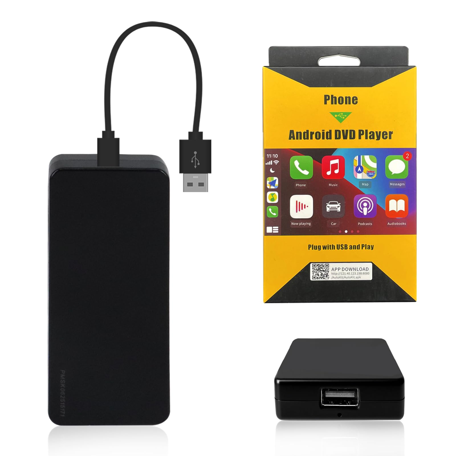 Wired CarPlay Dongle USB Adapter for Car Radio with Android Version 4.2 or Above Connection for Wired CarPlay Mirroring Compatible with iOS and Android Phone System Wired Mirroring