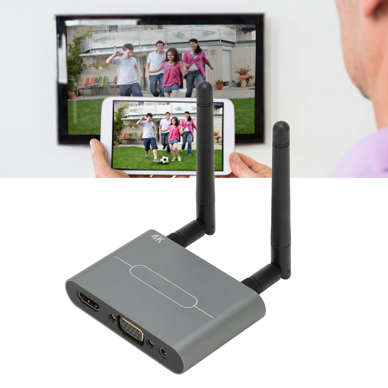 Adattatore Wireless VGA 4K Con WiFi 5GHz – Trasmettitore Per Telefono, Laptop A TV E Proiettore, Supporto Airplay Miracast DLNA