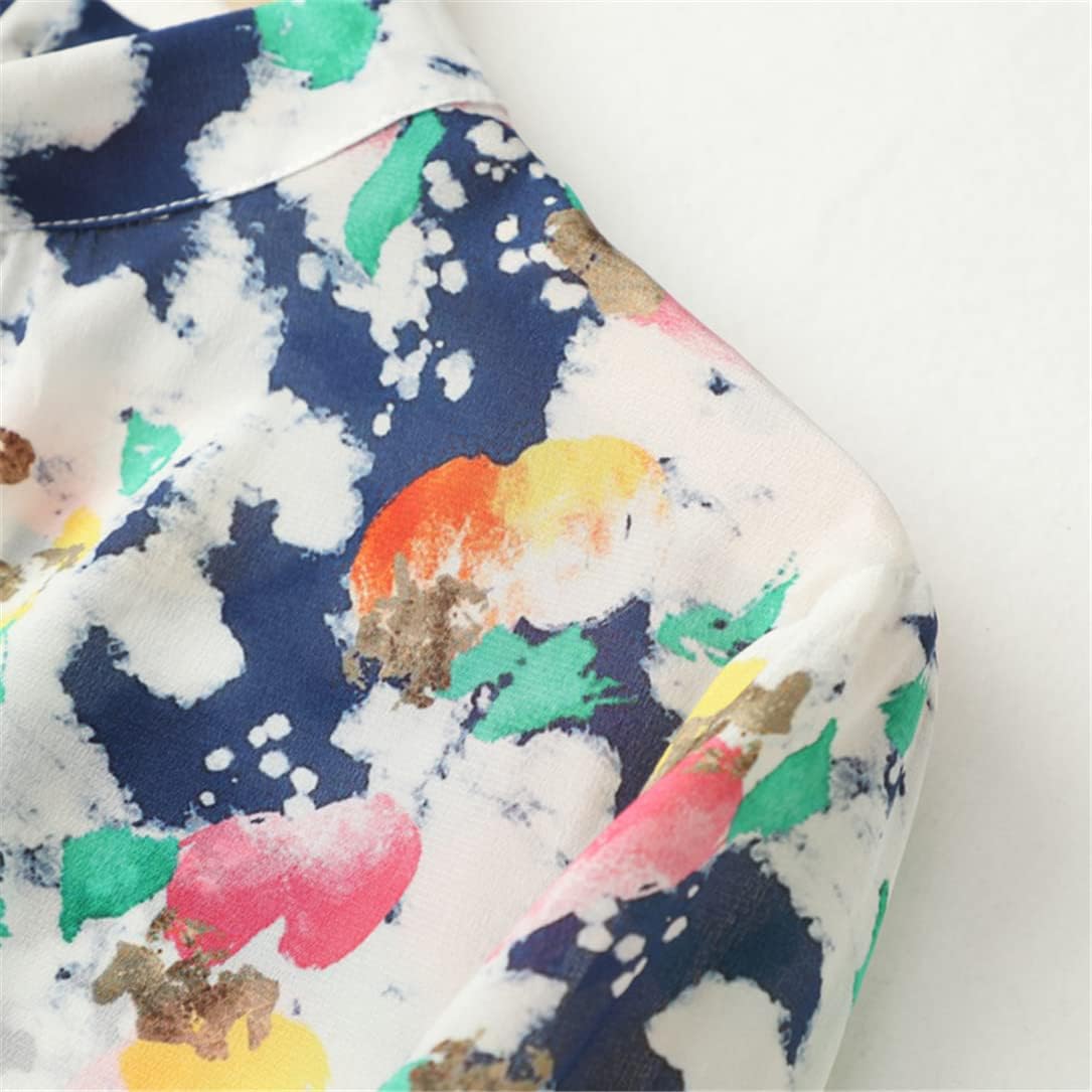 Women's Silk Long-Sleeved Shirt Printed Mulberry Silk Pullover Flared Sleeve Top