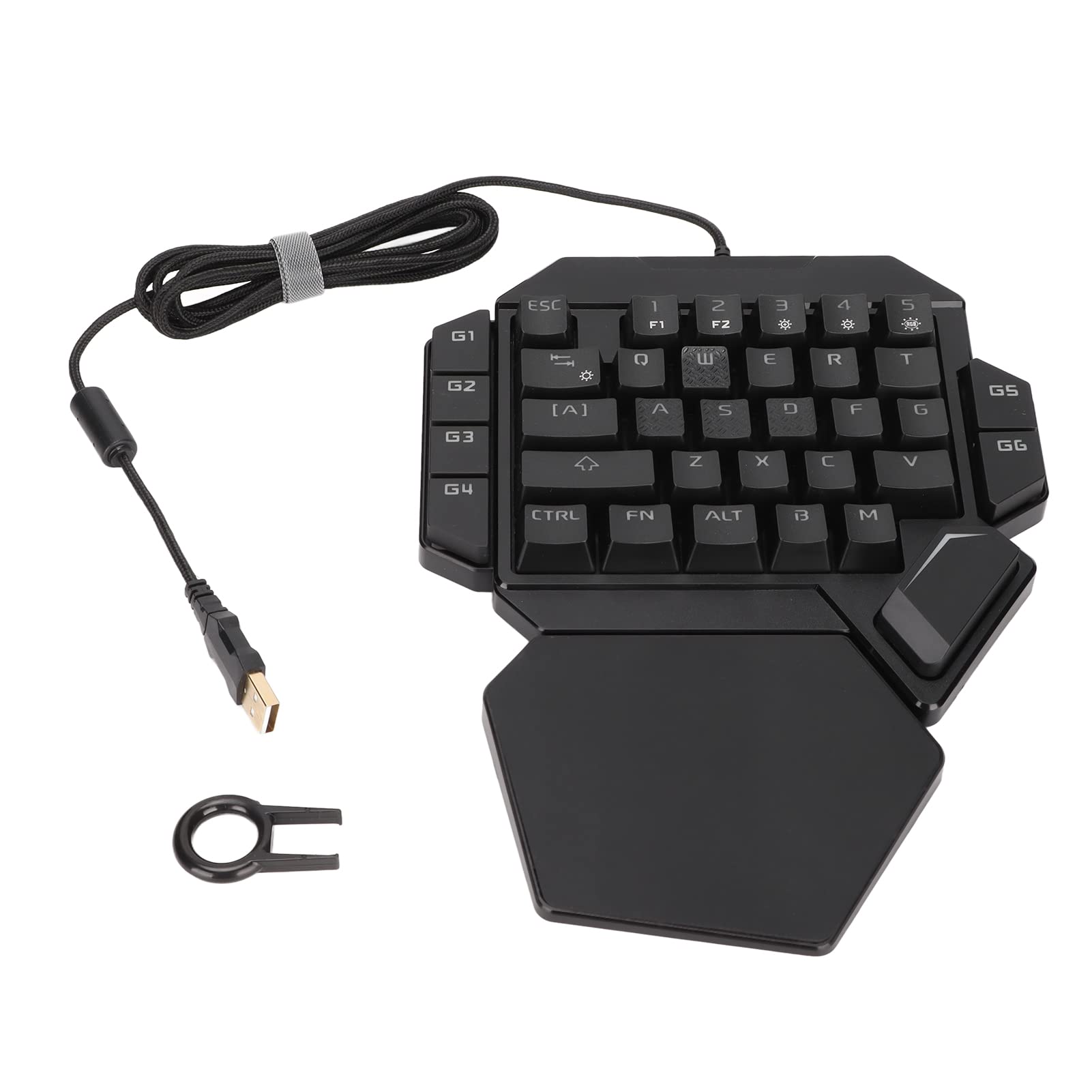 Tastiera da Gioco con Una Mano, Retroilluminata RGB 35 Tasti, Controllo Sensibile Accurato, 6 Tasti Programmabili, Design Ergonomico, Mezza Tastiera per PC Gamer