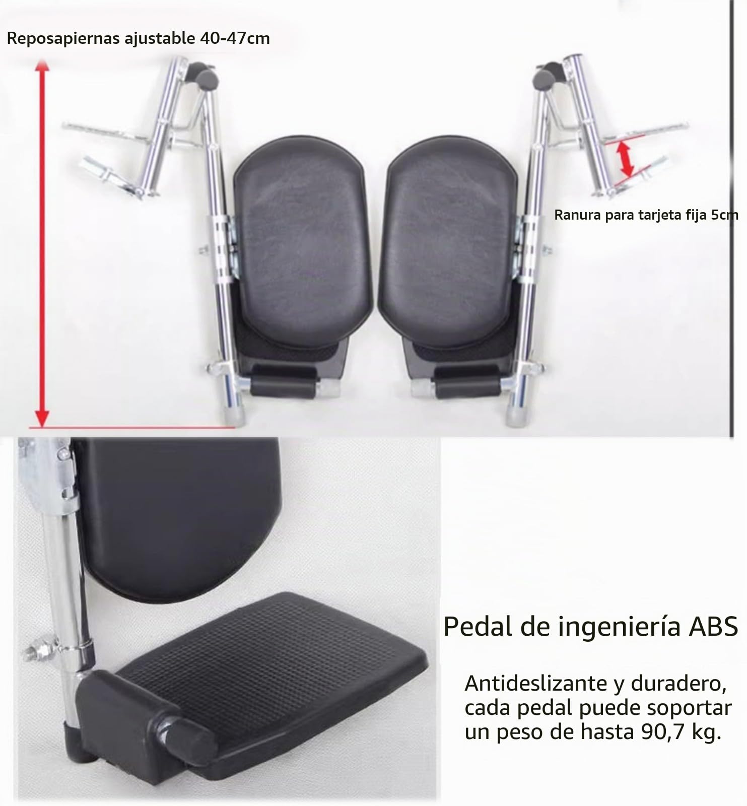 BLUEZY Reposapiés Elevadores Universales para Sillas De Ruedas Reposapiés Compuestos con Soportes Acolchados para Pantorrillas para Sillas De Ruedas Se Adapta A La Mayoría Right