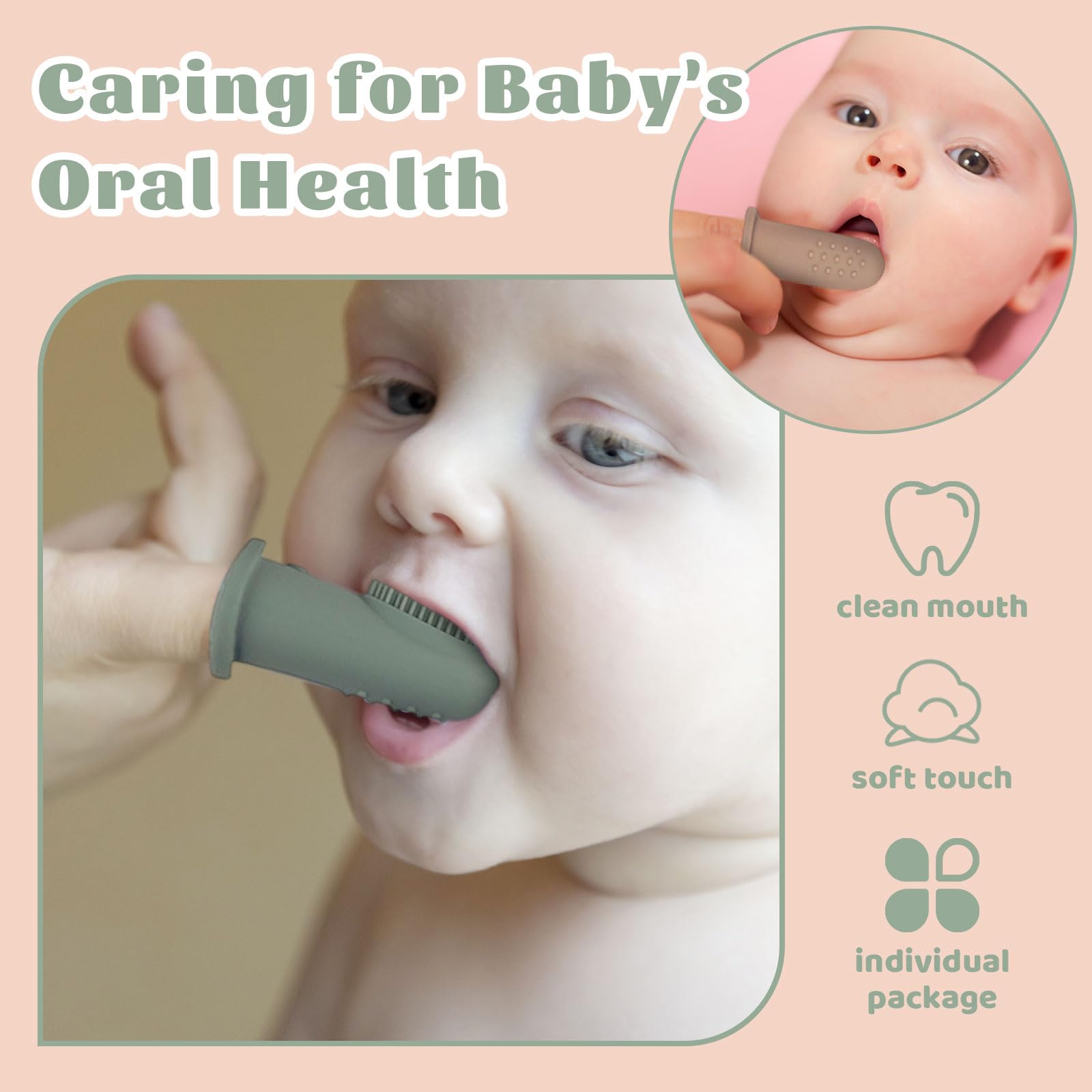 UILYNIU 4 Pezzi Silicone Spazzolino da Denti per Neonati, Spazzolino Bambini da Dito, Lingua Cleaning Neonato, Set Cura Dentale per Bambini