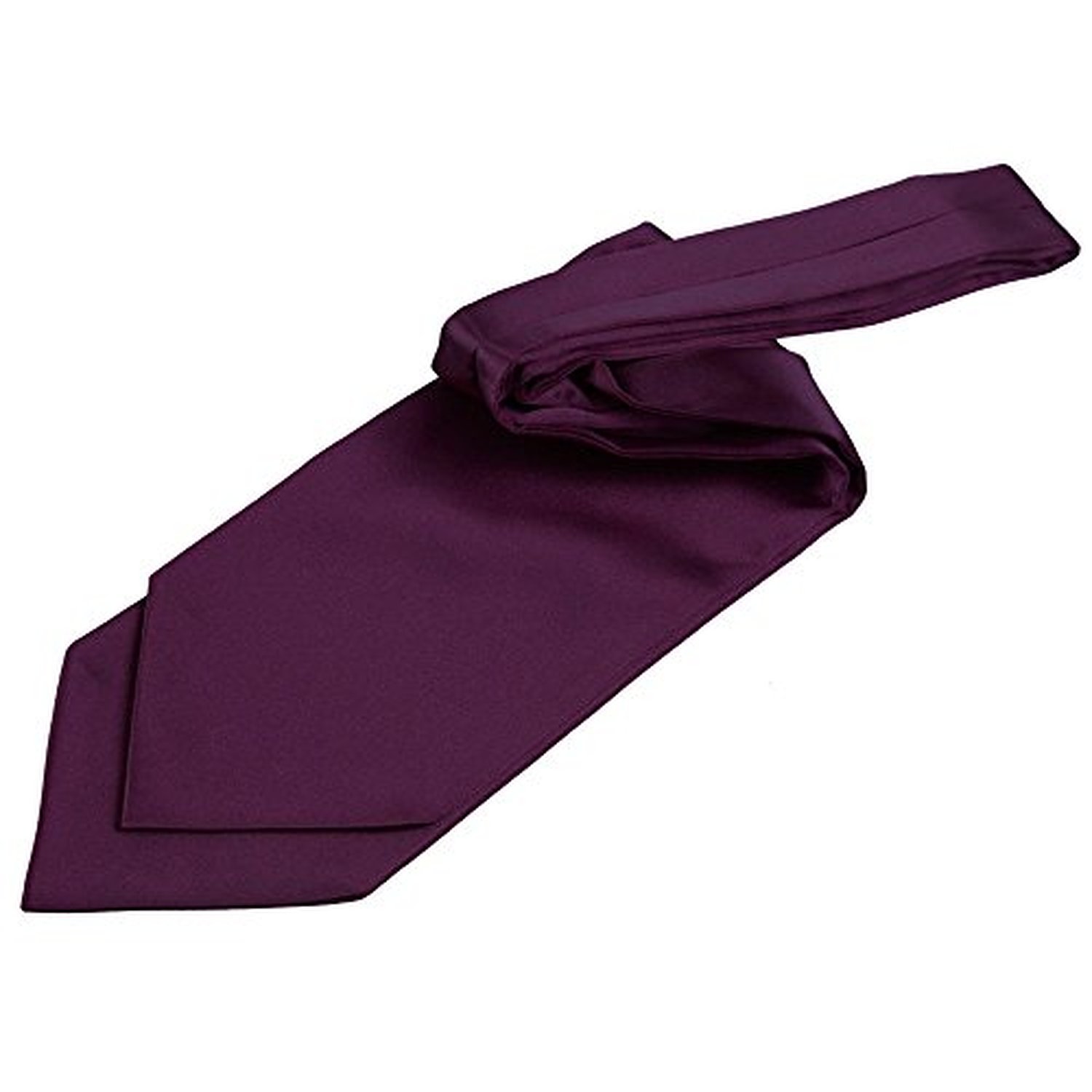 DQT Mens Plain Satin Self-Tie Ascot Cravat – Wedding Groom Formal Suit - Plum