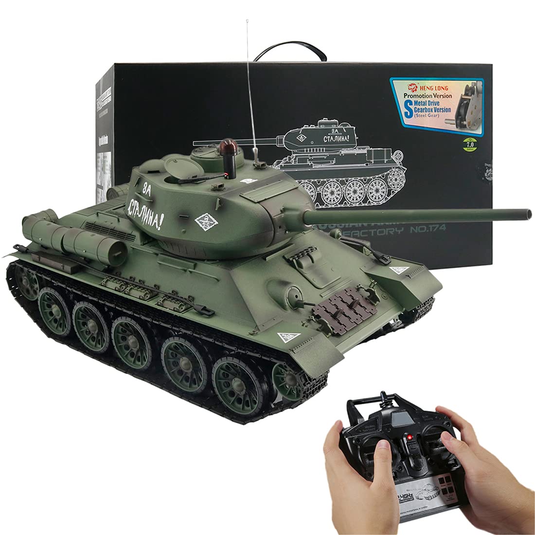 1/16 T-34 carro armato da combattimento modellismo, carro armato militare con effetti di fumo, kit di modellismo giocattolo per adulti - edizione aggiornata