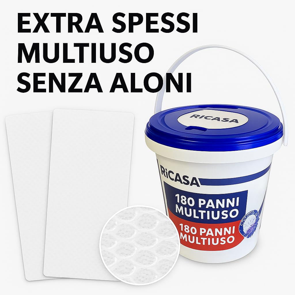 Panni Umidificati 3D Catturapolvere XXL – 2 Barattoli da 180 Panni (Totale 360) – 18x30 cm – Profumo Floreale – Multiuso per Pavimenti e Superfici – Senza Risciacquo, Compatibili con Scope e Mop