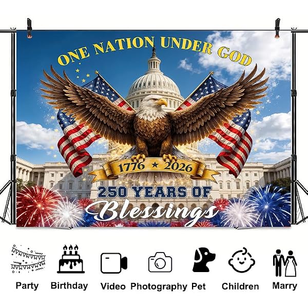 Flag Backdrop Background for Photography 4th of July Photo Backdrop Independence Day for Photoshoot Bald Eagle Background Screen USA Flag Patriotic Video Recording Parties Curtain 7 x 5 ft by Viajar - Used condition - Image 7