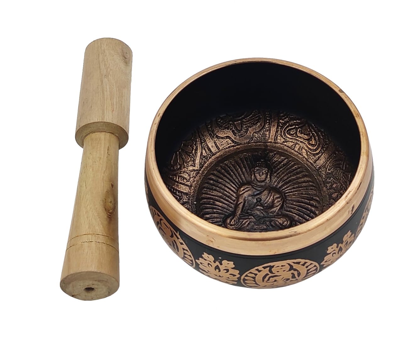 Purpledip Dzwonek metalowa misa dźwiękowa: Ręcznie robiony tybetański buddyjski instrument muzyczny do medytacji, 10 cm (11079A)