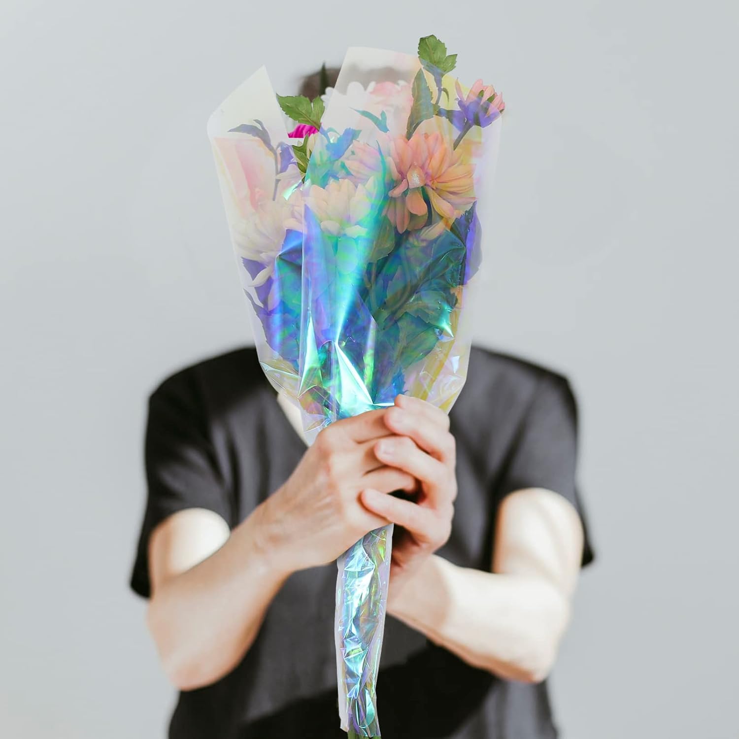 VALICLUD 20sheets Glassine Cellophane Wrap Film Rainbow Colors for Floral Bouquets Crafts and Wrapping Smooth for Easy Use