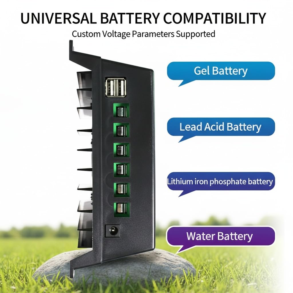 100 A MPPT-Chargeregler, 100 A Solar-Battery-Controller, 12/24/36/48 VBlei-Säure- und Lithium-Batterien, Affichage LCD, Protection contre la charge, Design étanche à l'eau