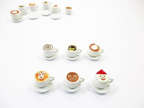 Casa de muñecas Miniaturas Bebida Bebida Set 6 Taza de Cerámica de Café Mixto Suministro 14174
