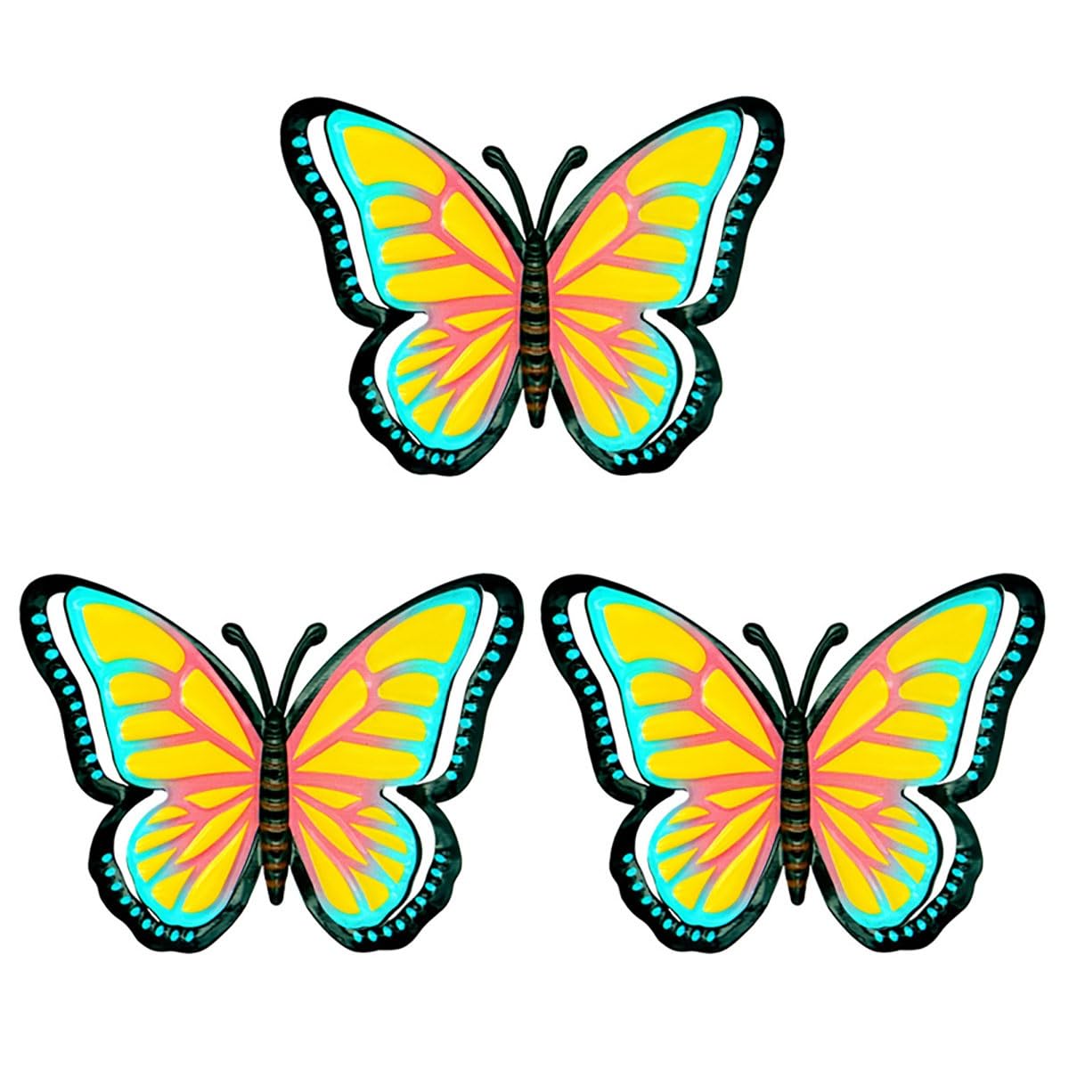 FRYSKYO Pack Of 3 Metal Garden Ornaments for Outdoor Use, Bees, Butterflies, Ladybugs, Balcony Decoration, Garden Decoration for Outdoors, Shed, Fence, Yard And Wall Hanging