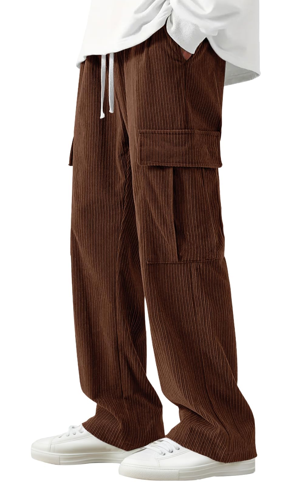 Men's Cargo Trousers, Cotton Blend, Straight Loose Fit, Utility Pockets, Comfortable Casual Wear for Daily Use and Travel-image-30