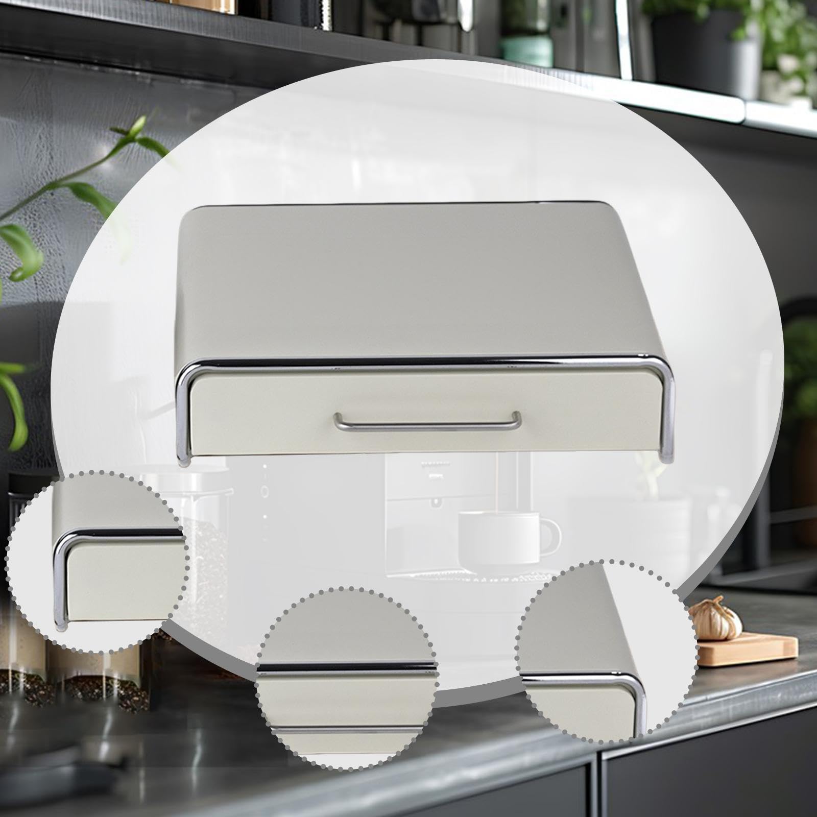 Uchwyt na kapsułki kawy – metalowy dozownik na kapsułki do kawy, solidny organizer kuchenny pasuje do użytku na biurku, beżowy 45 cm x 42 cm x 11 cm – idealny do Nespresso i Dolce Gusto