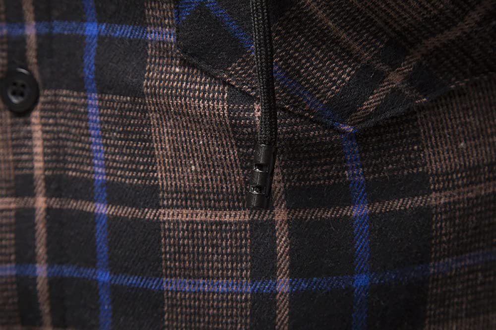 HGJH Herren Hemd Langarm, Herren Langarm Flanellhemd Thermohemd Schottenkaro Braun Kapuzenhemd Herren Holzfäller Bequem Karierte Hemdjacke Lässiges Arbeitshemd Für Herren Jungen