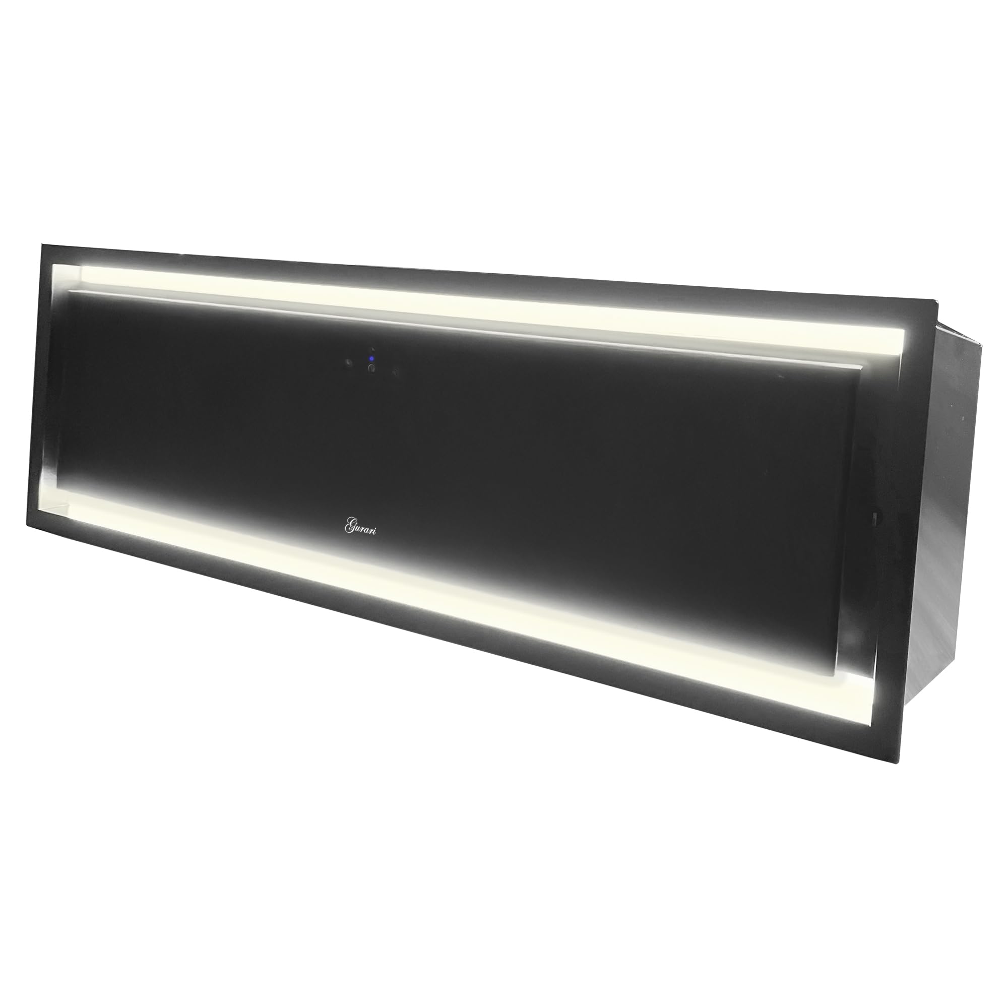 Gurari GCH 973 BL Campana de techo 90 cm - Campana extractora negra con control gestual y LED, 850 m³/h, reciclaje de aire y evacuación, función temporizador