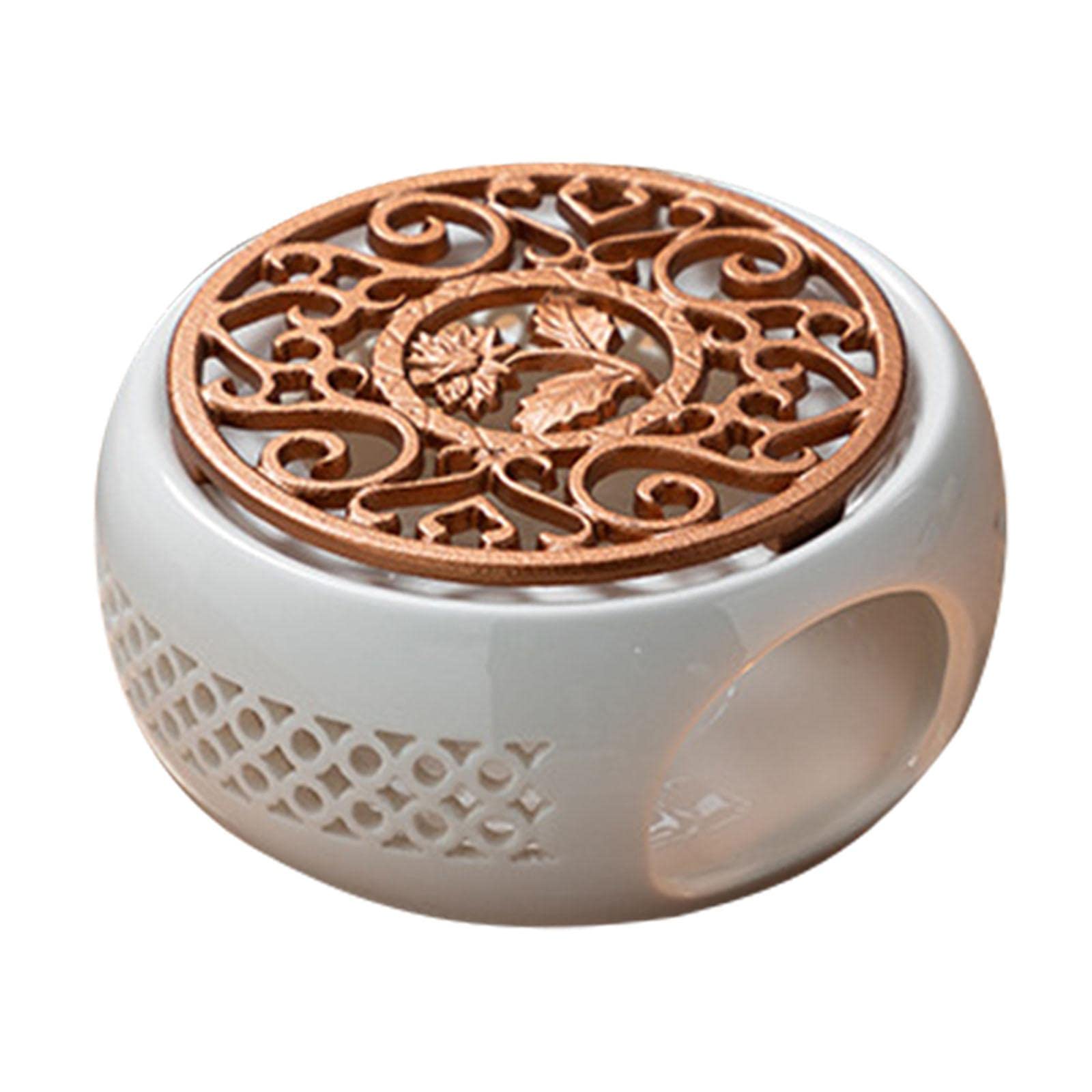 Scalda caffè E tè in Ceramica, Scaldavivande per Lumini con Riscaldatore E Vassoio Portacandele, Bronzo