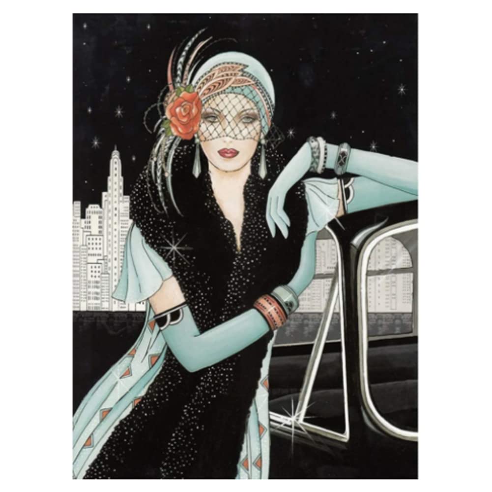 5D Diamond Painting Elegant Woman Kits for Adults DIY Lady Full Drill Paint by Number Kits Diamond Arts Craft Decorations 30x40cm/12x16in (Lady with Feather Headdress 15)