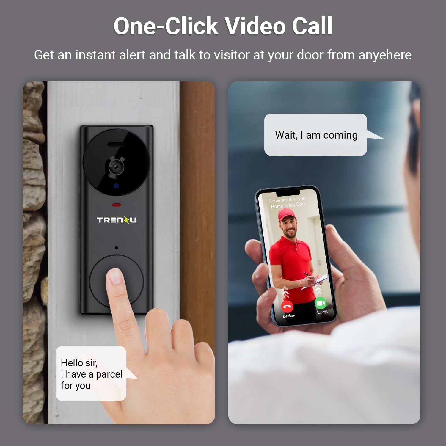 Trenzu Smart WiFi Video Doorbell - HD Security -2 Trenzu Smart WiFi Video Doorbell - HD Security -2