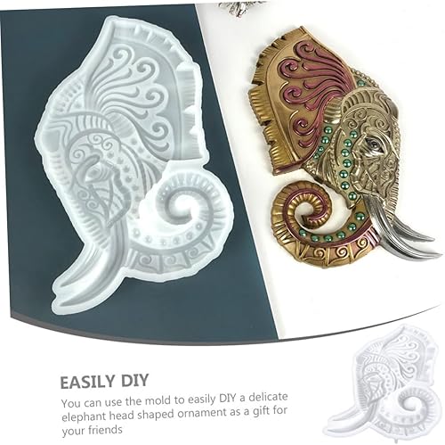 Miniatura 9 de EXCEART Plantillas de resina epoxi para decoración de manualidades, molde flexible de cabeza de elefante, molde de fundición de silicona epoxi,