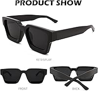 Vista 5 de Lentes de sol cuadrados retro para hombres y mujeres, marco grueso, rectangulares, gruesos