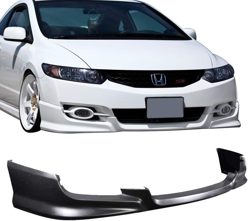 FREEMOTOR802 Front Bumper Lip Splitter Fits 2009-2011 Honda Civic Coupe, HF-P Style Unpainted Black PU 1PC Air Dam Chin Spoiler Underbody Front Lip Spoiler Lower Guard Protector