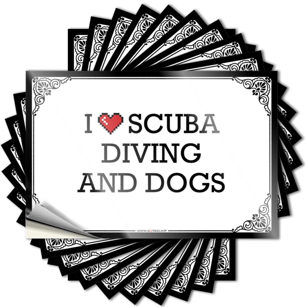 Quote Rooms Decorations Peel and Stick - I Love Scuba Diving & Dogs Case Tiny Waterproof Vinyl for Beer(6X9CM)
