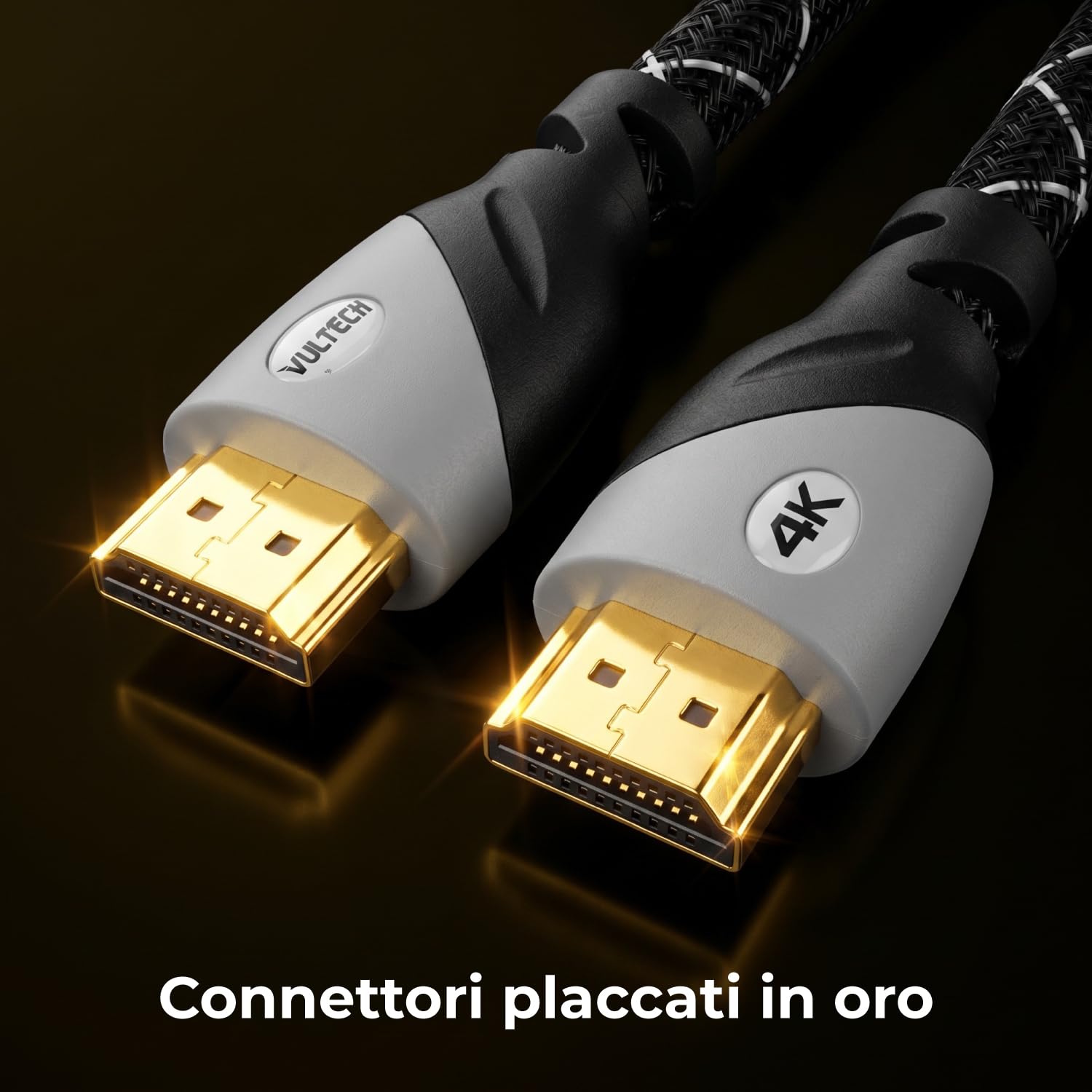 VulTech Cavo HDMI 2.0 20m (AA14320PRO) | 4K Ultra HD @60Hz, 3D, ARC | Nylon Intrecciato, Connettori Dorati | per PS5, Xbox, TV, Monitor, PC