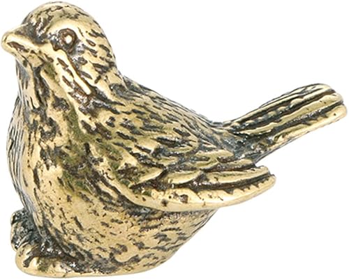 HOOTNEE Gorrión de latón Retro Accesorios de escritorio Decoración Vintage Accesorios Goldendoodle Esculturas de pájaro de latón dorado Estatuas de