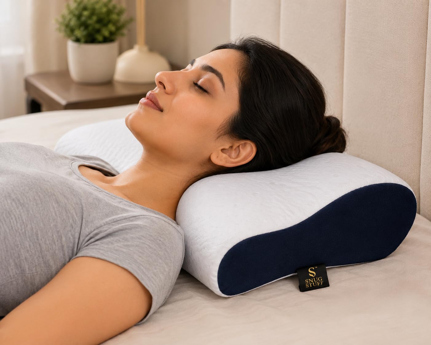 Cervical Memory Foam Pillow for Neck Support | Ergonomic Contour Shape, Back Sleeper Design, Neck Pain Relief, Removable Cover, Orthopedic Support (Pack Of 2)-image-45