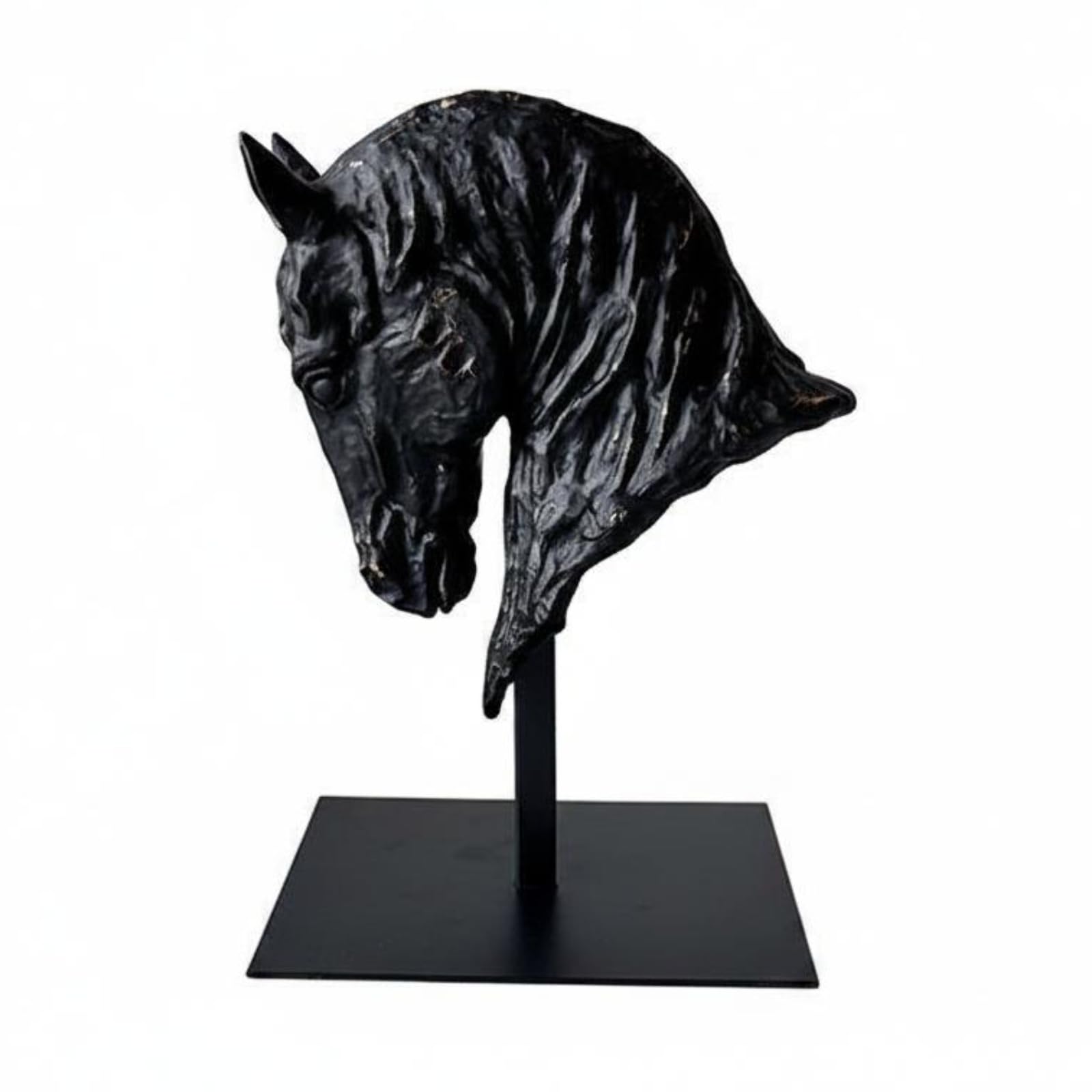 Milageto Escultura de Caballo Busto Caballo Estatua Adorno Figura Resina Sintética Moderna con Acabado para Mesa Consola Recepción Showroom Decoración del Hogar