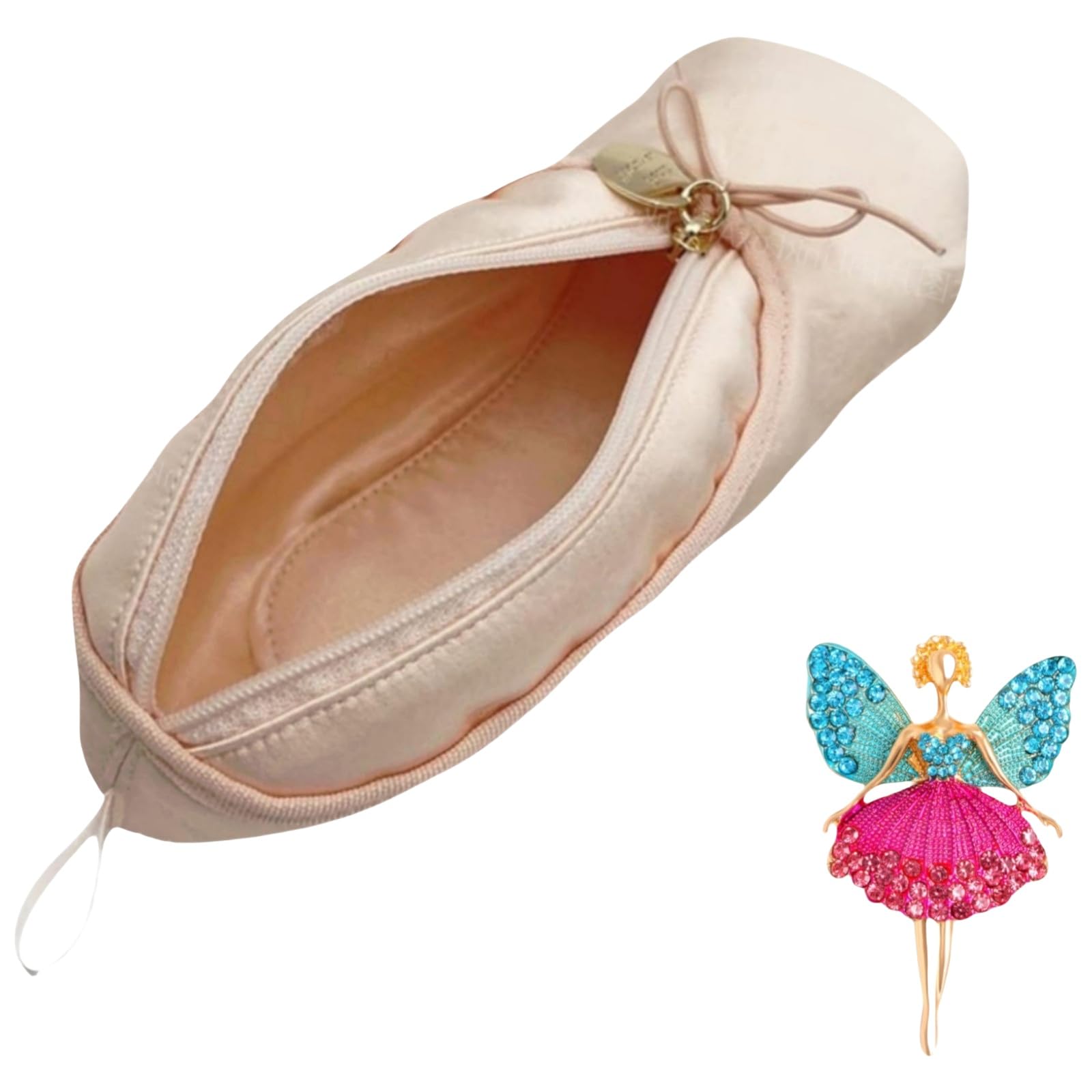 CECKQUE Ballet Dance Shoe Makeup Bag For Little Girls, Ballerina Slipper Makeup Pouch Bag, Ballet Pointe Shoes Gifts (Pink-B2)