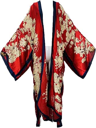 Women's Boho Maxi Kaftan Dress - Batwing Sleeve Silk-Feel Cover Up, Plus Size One Size, 55 Inch Length - View #9