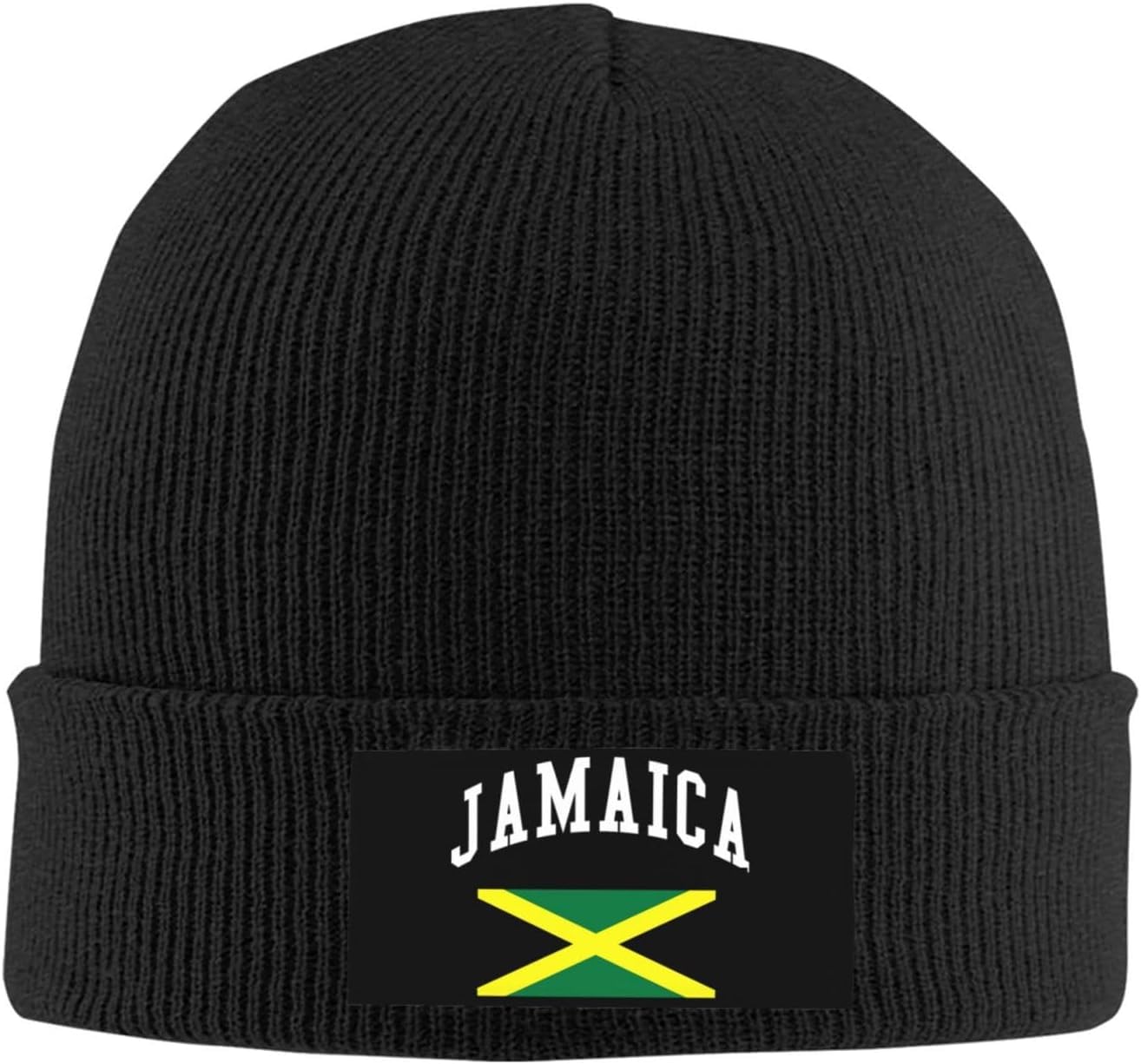 KWQDOZF Jamaica Jamaican Flag Beanie Hat Men Winter Knitted Hat Women Slouchy Black