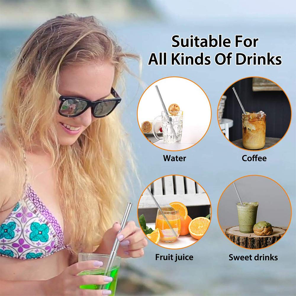 Cannucce Riutilizzabili In Acciaio Inox - Set 4 Cannucce Telescopiche Con Custodia - Foto 8