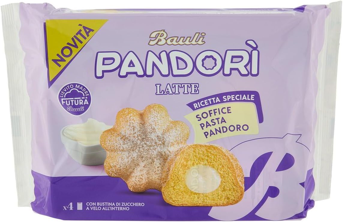 Italian Gourmet Bauli Pandorì Latte Mini Pandoro Italien 12 x 178 g (2,136 kg) – Gâteau moelleux recette spéciale, idéal petit-déjeuner & goûter, sachets individuels + Italian Gourmet Polpa