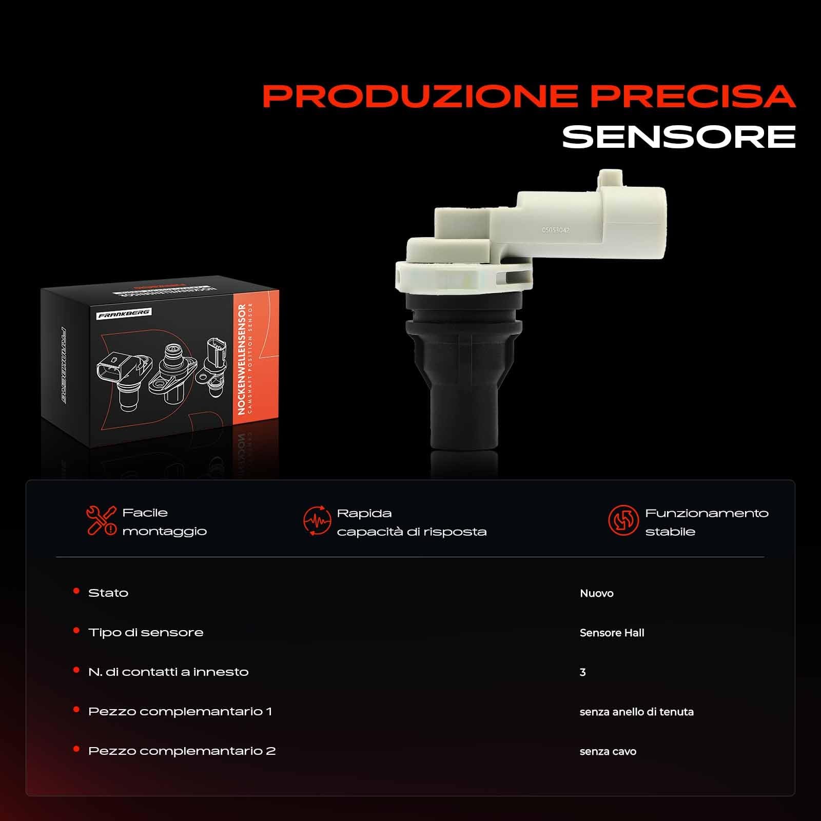 Frankberg Sensore albero a camme Sensore albero Motore 3-Poli Compatibile con Freemont 345 Combo Tour X12 159 Sportwagon 939 Cono 955 BR.A.Vo II 198 Replace# 68093400AA
