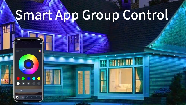 Image of KSIPZE 100ft Permanent Outdoor Lights Waterproof IP67, Smart RGB+IC Eaves LED Lights with App & Button Control, 200+ Dynamic Scene Modes for House Roof, Garden, Christmas, Party Decor