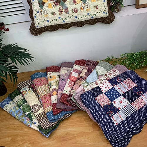 Vctops 2-Piece Boho Cotton Quilted Bed Pillow Shams Floral Printed Patchwork Pillow Shams Set thumb #2