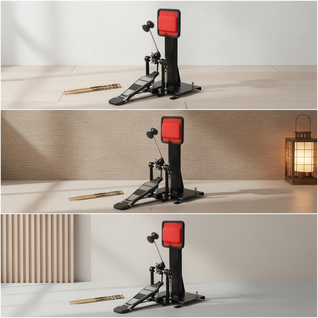 Almohadilla de Práctica de Tambor con Construcción Duradera de Acero al Carbono y Capa de Silicona Antideslizante para Ejercicios de Pedal Sencillo y