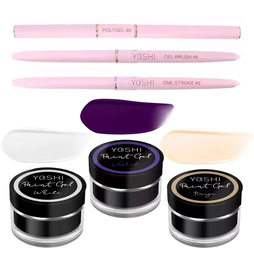 Yoshi - Set gel colorato, bianco, nero, lampone, ciliegia, rosso, rosa, 5G, colori altamente pigmentati per unghie perfette