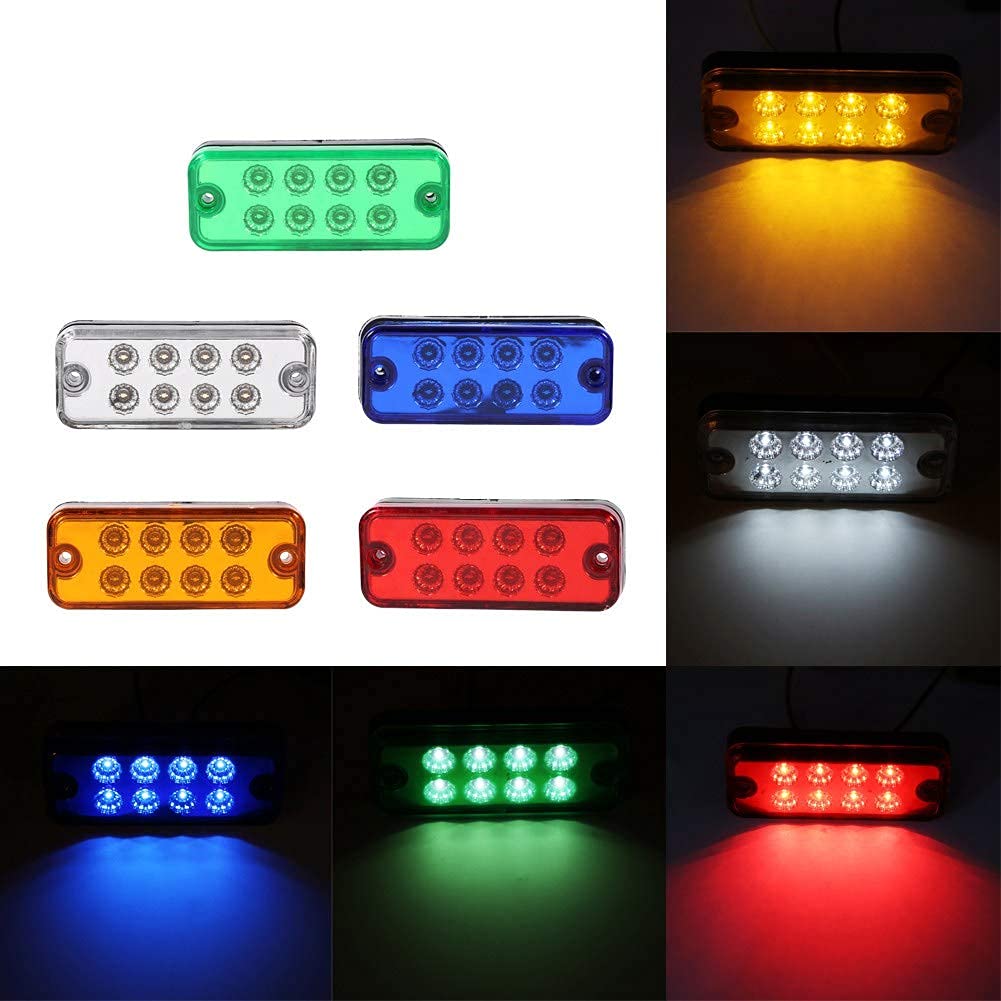 6 Feux Gabarit LED Jaune 12V - 8 LEDs Pour Camion/Remorque