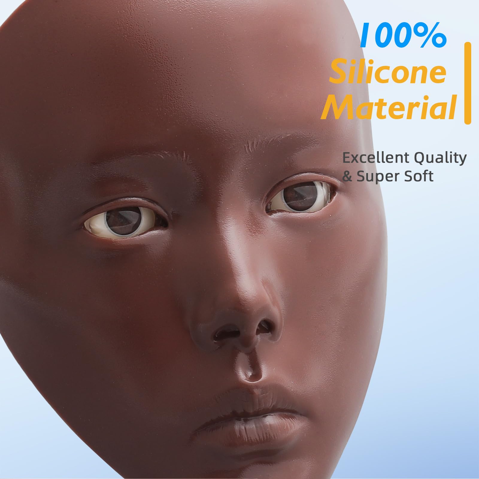 faruijie Silicone Makeup Practice 5D Face Board, Reusable Beginners to practice eyesmakeup Face Eyes Silicone False Cosmetologist,Real Person Training Model
