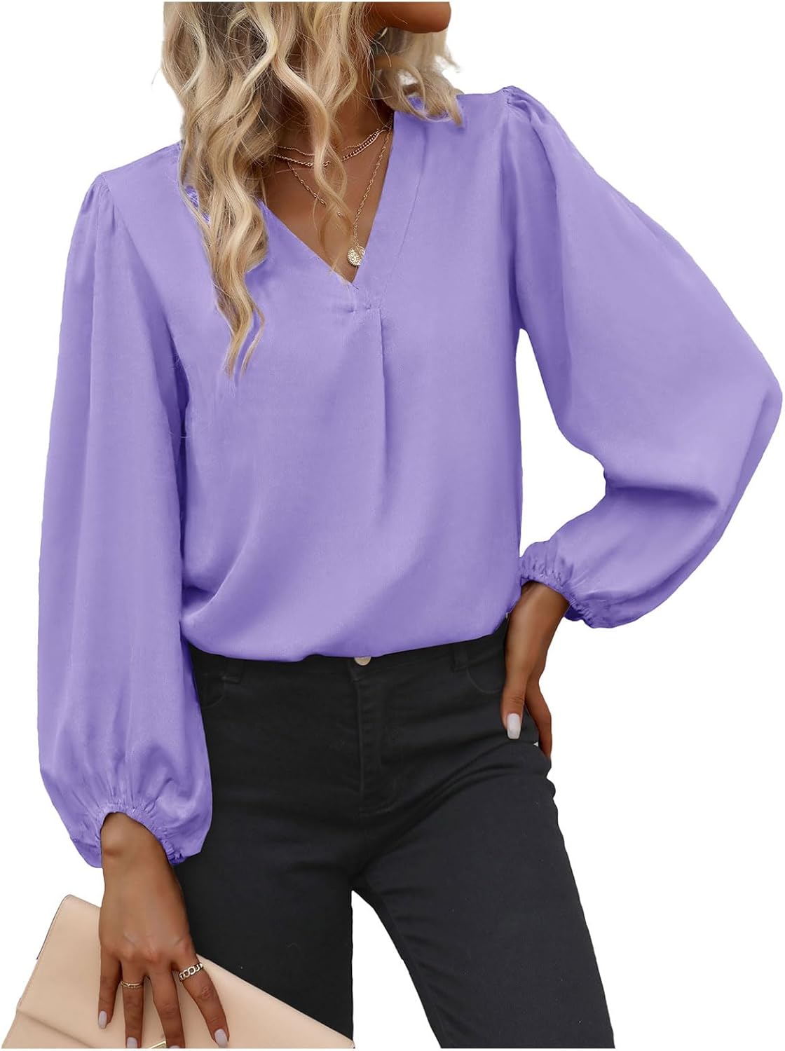 Long Sleeve Blouses for Women, Leopard Print Chiffon Tops V Neck Loose Business Shi...