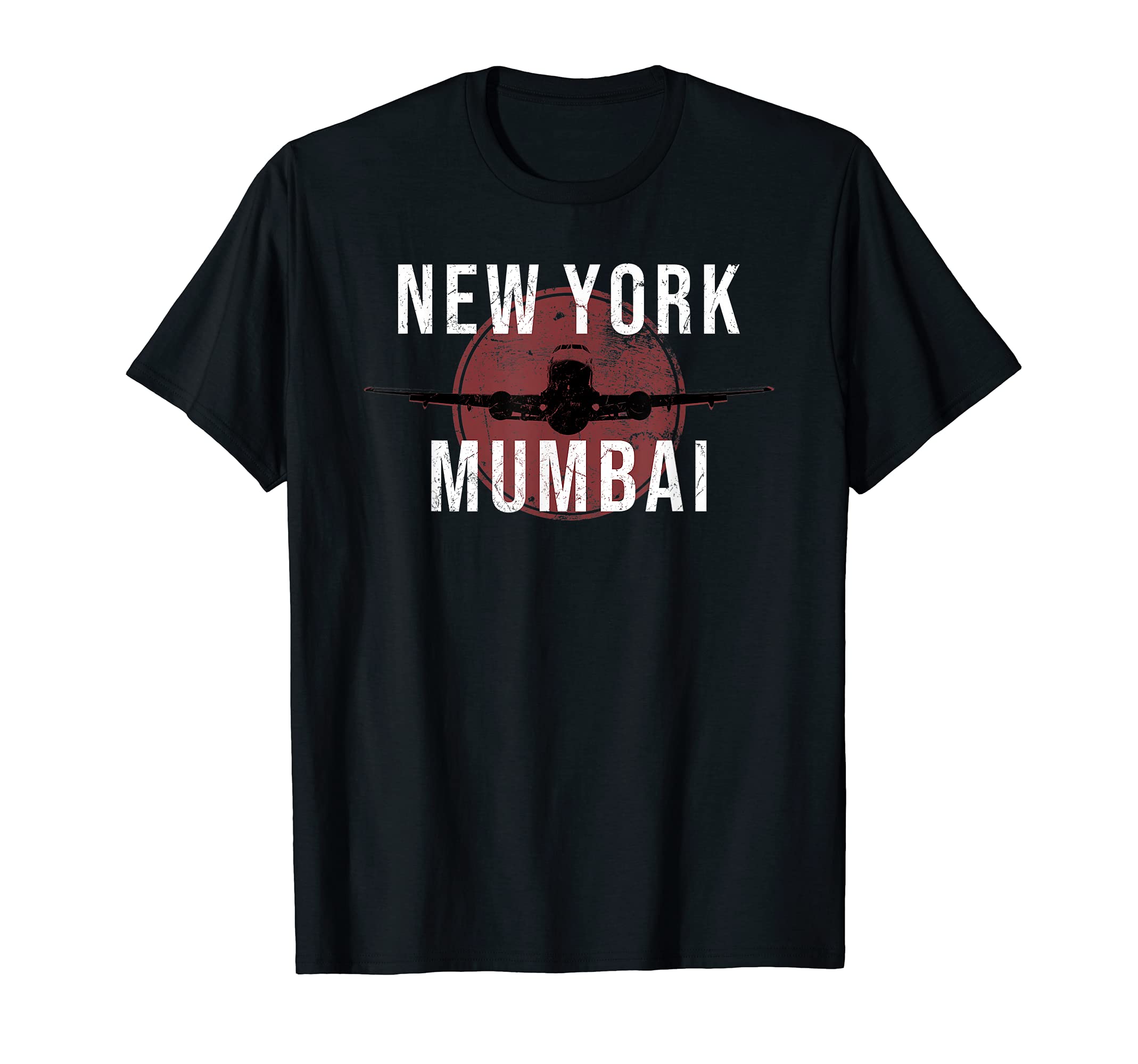 New York To Mumbai India Flight Vintage Souvenir T Shirt