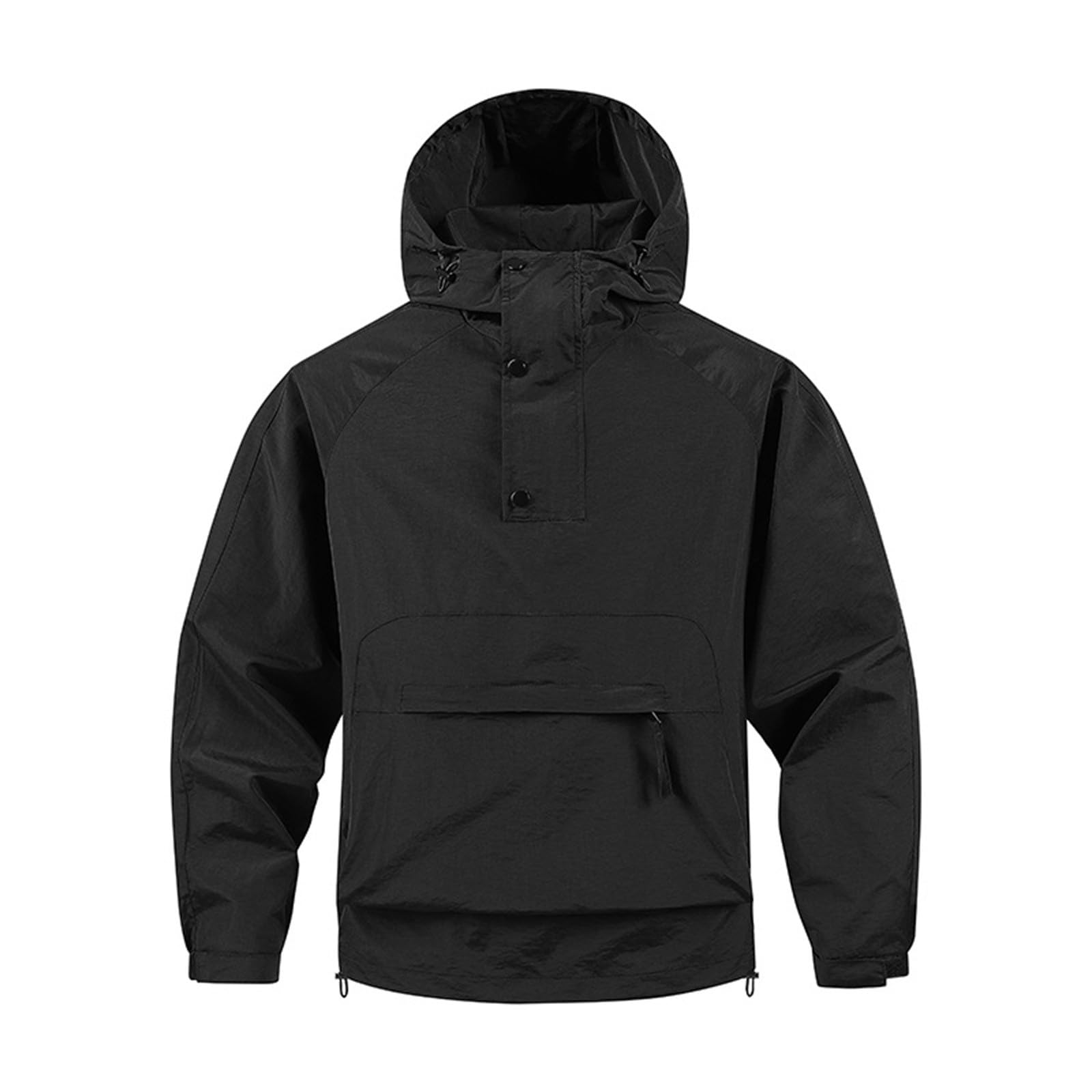 Windbreaker Herren Wasserdicht Cargo Schlupfjacke Kapuze Sportliche Übergangsjacke Winddicht Regenschutz Wandern Freizeitbekleidung Oberteil