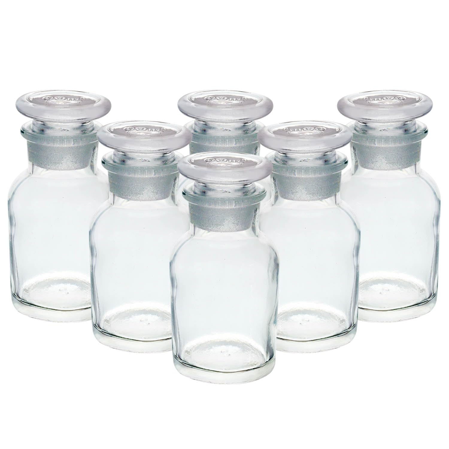 Apothecary Bottles 60ml Clear 6pcs Glass Oil Lotion Regeant Storage Jar Lid